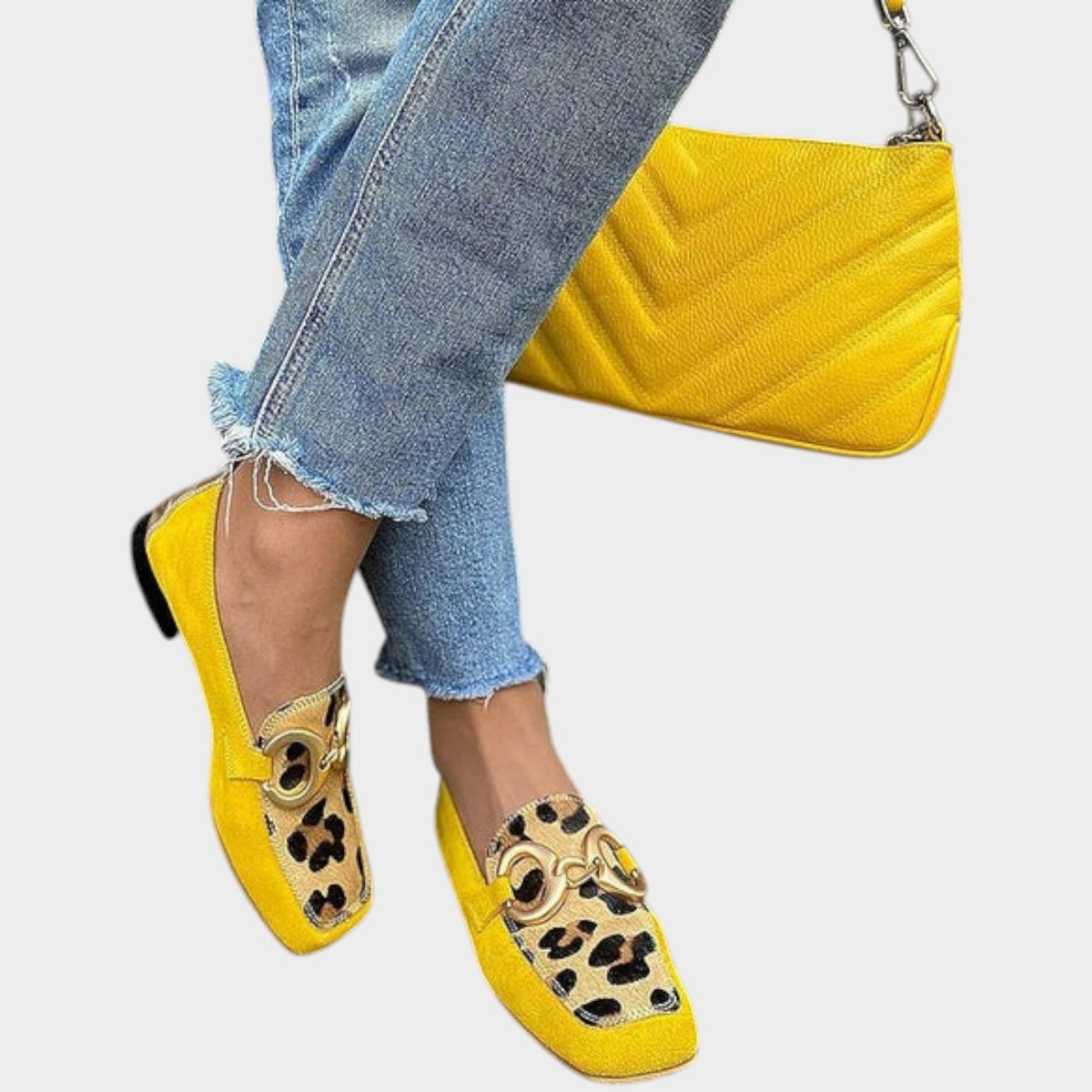 Women’s Loafers Leopard Print Gold Buckle Detail Slip-On