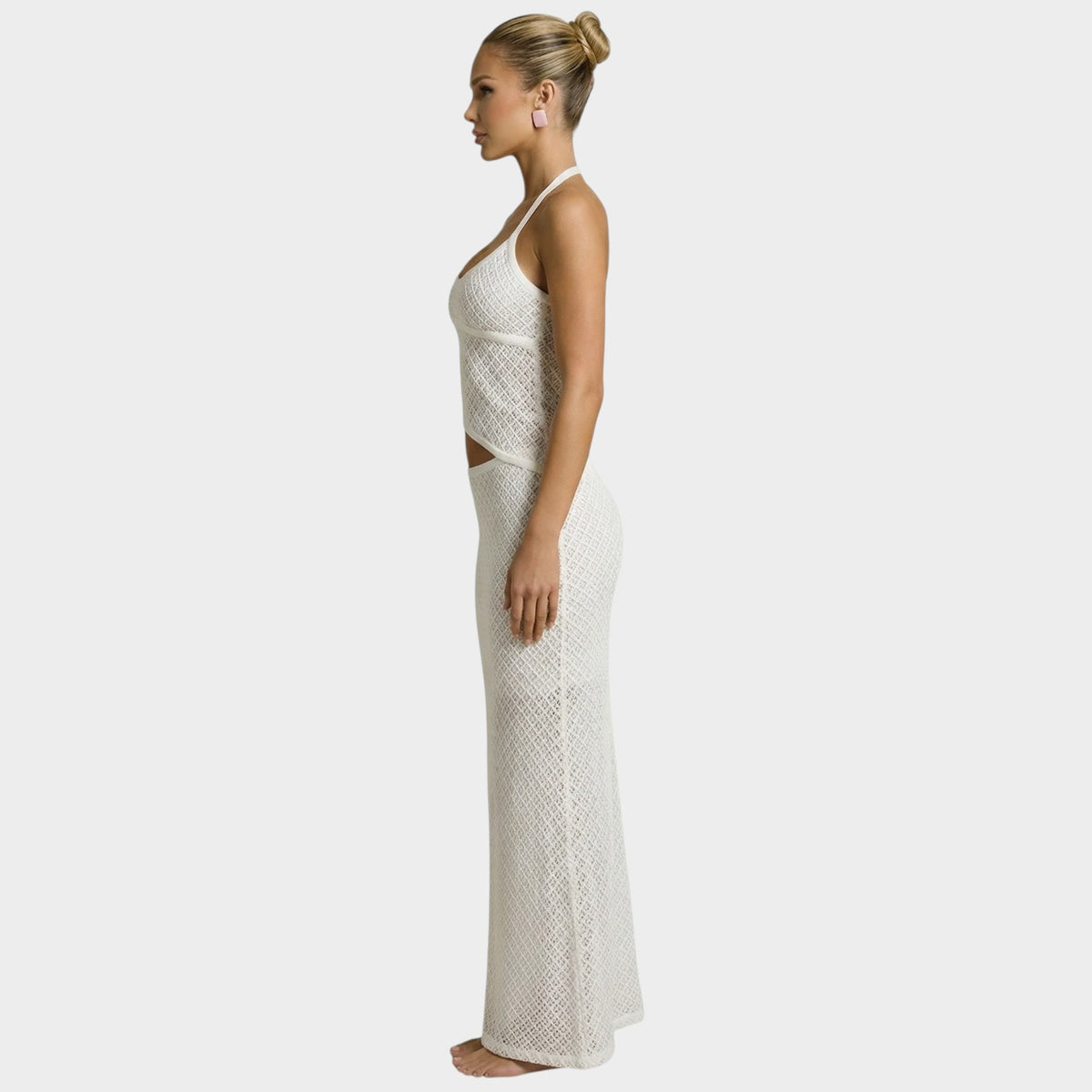 Women’s Bodycon Maxi Dress with Front Cut-Out and Asymmetric Waist