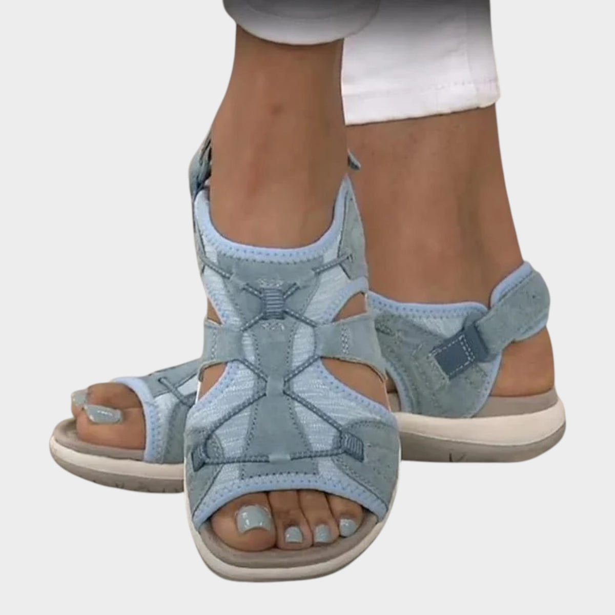 Women’s Orthopedic Sandals Leather Adjustable Velcro Strap Cushioned Sole