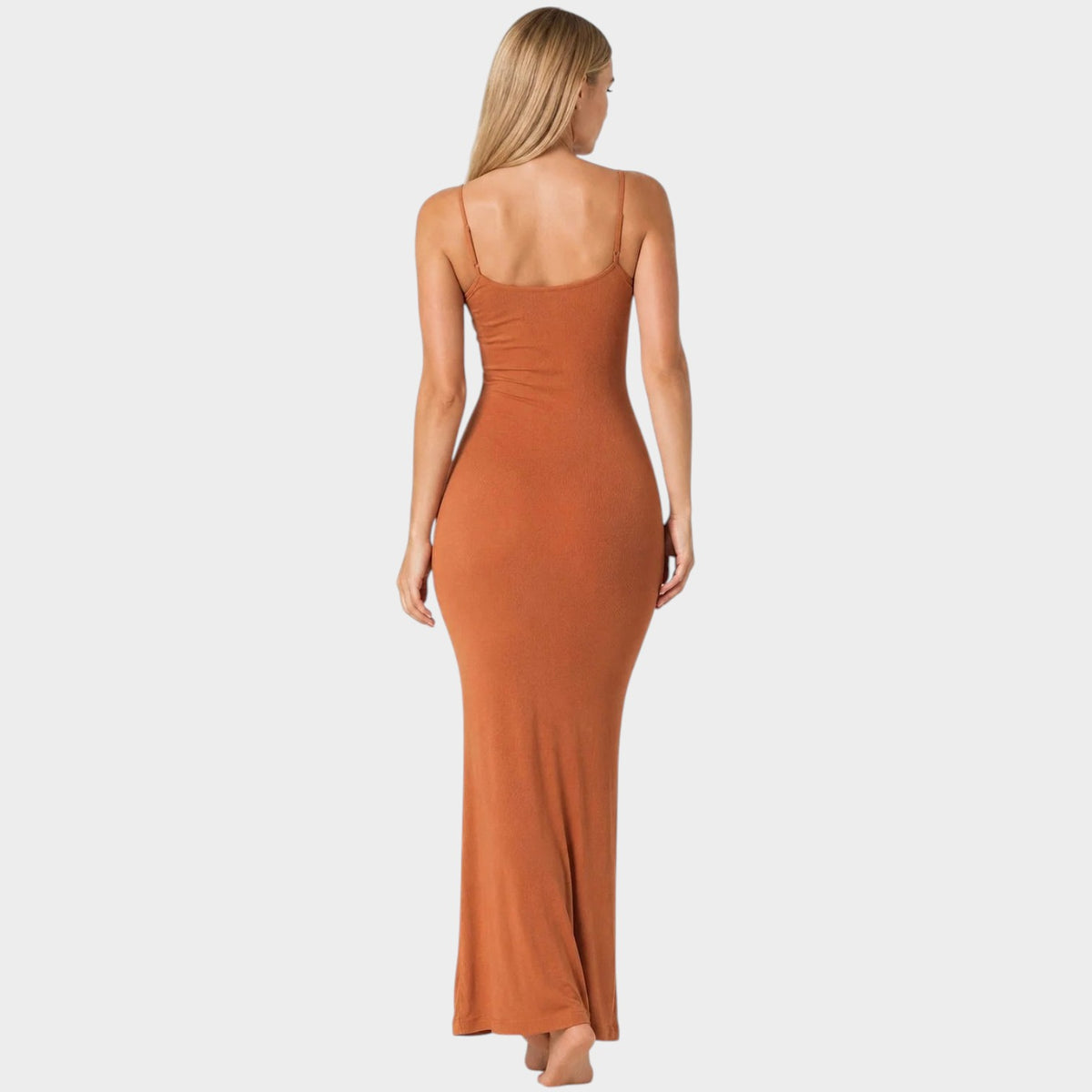 Women’s Stretch Maxi Dress with Spaghetti Straps and Flared Hem