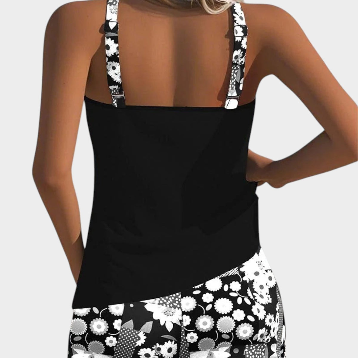 Women’s Tankini Set Sleeveless Top Printed Shorts Polyester Elastane