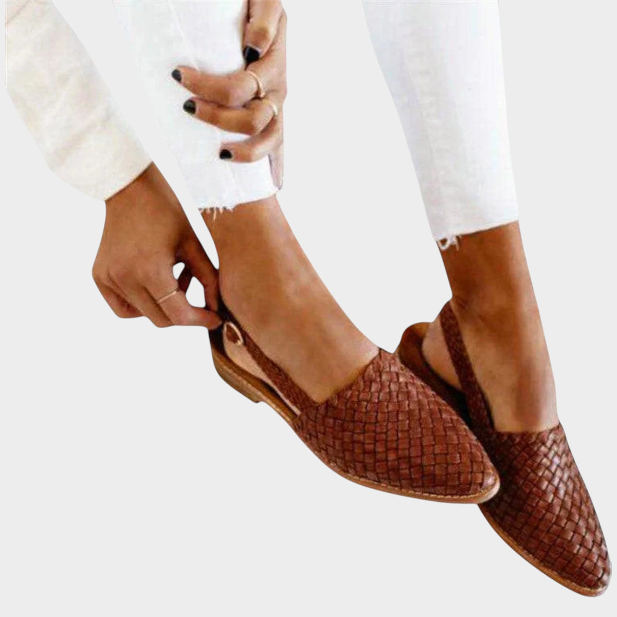Women’s Woven Sandals Slingback Pointed Toe Flat Sole