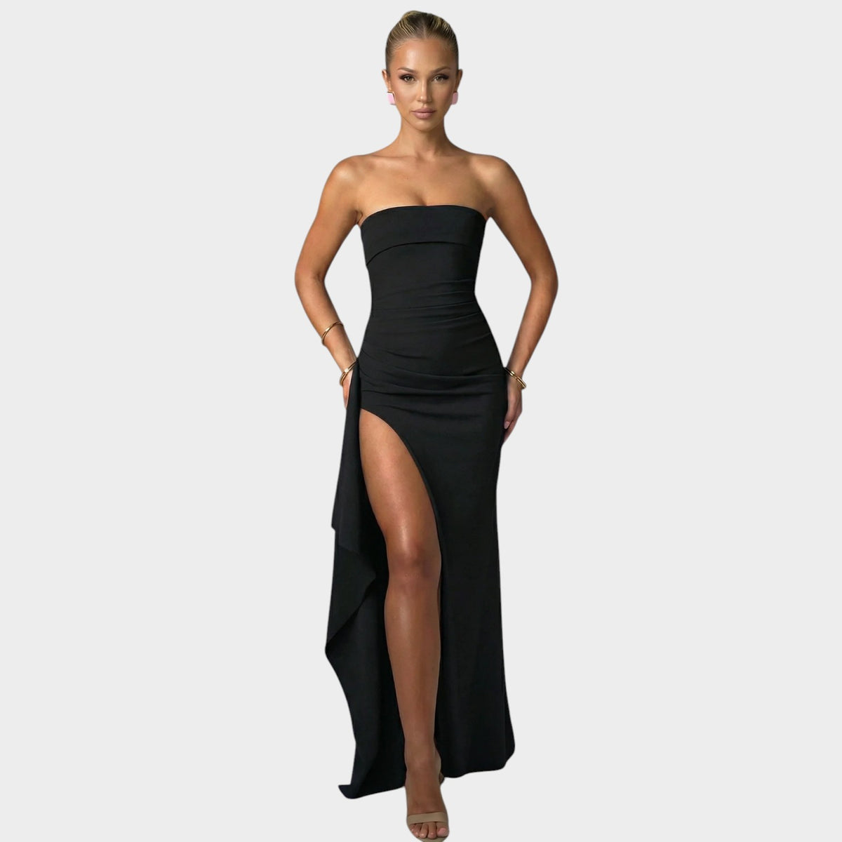 Women’s Strapless Maxi Dress Ruched Detail