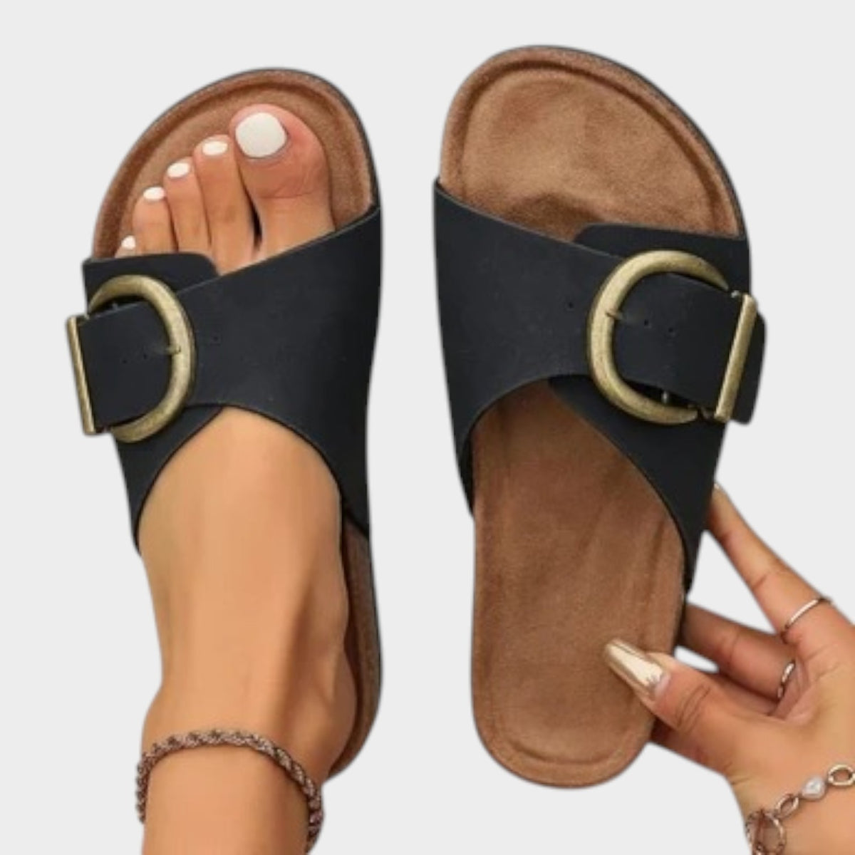 Women’s Slide Sandals Cushioned Footbed Slip-On Supportive Sole