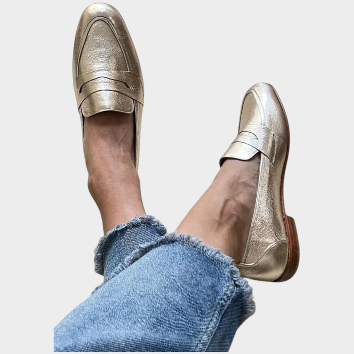 Women’s Metallic Loafers Finish Slip-On Casual