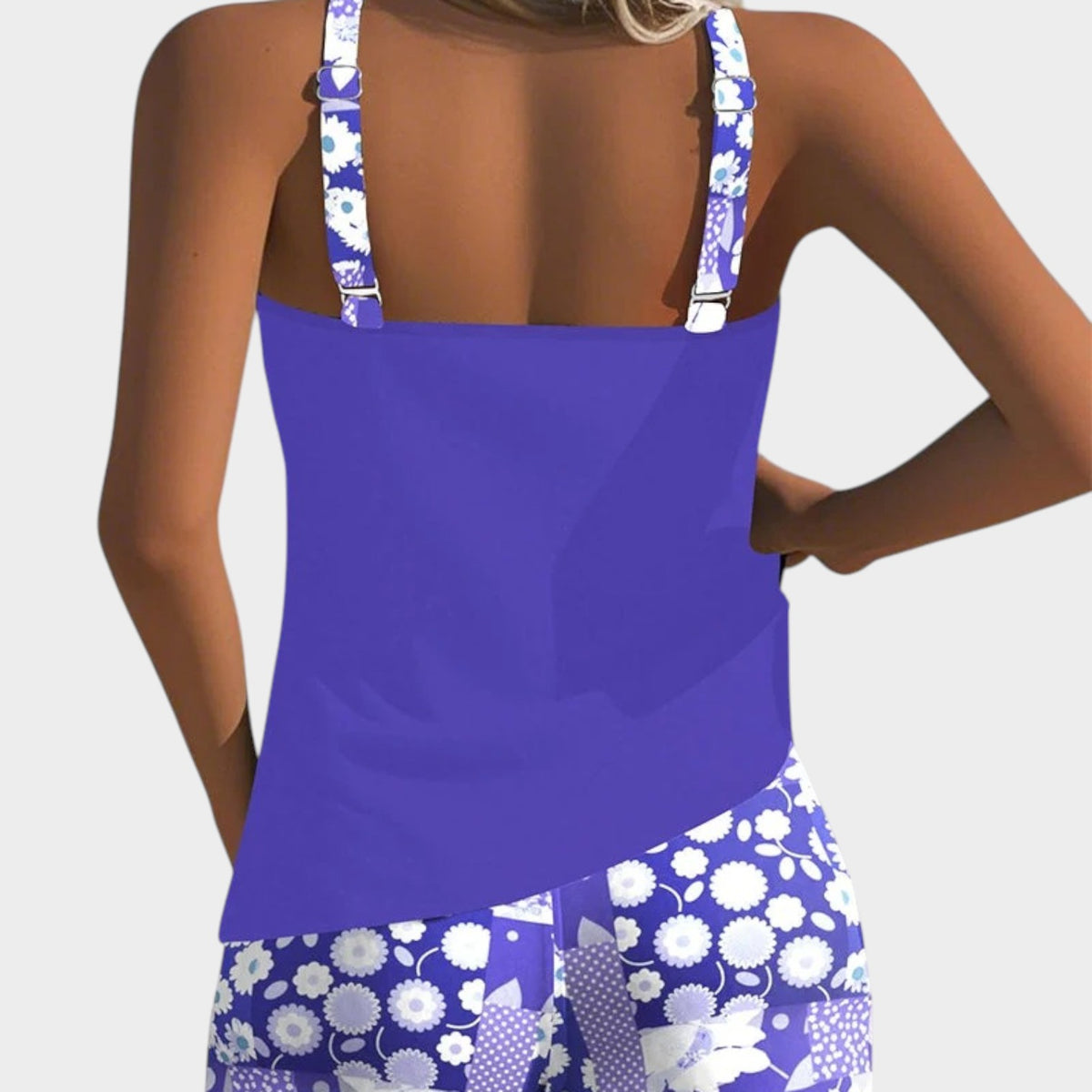 Women’s Tankini Set Sleeveless Top Printed Shorts Polyester Elastane