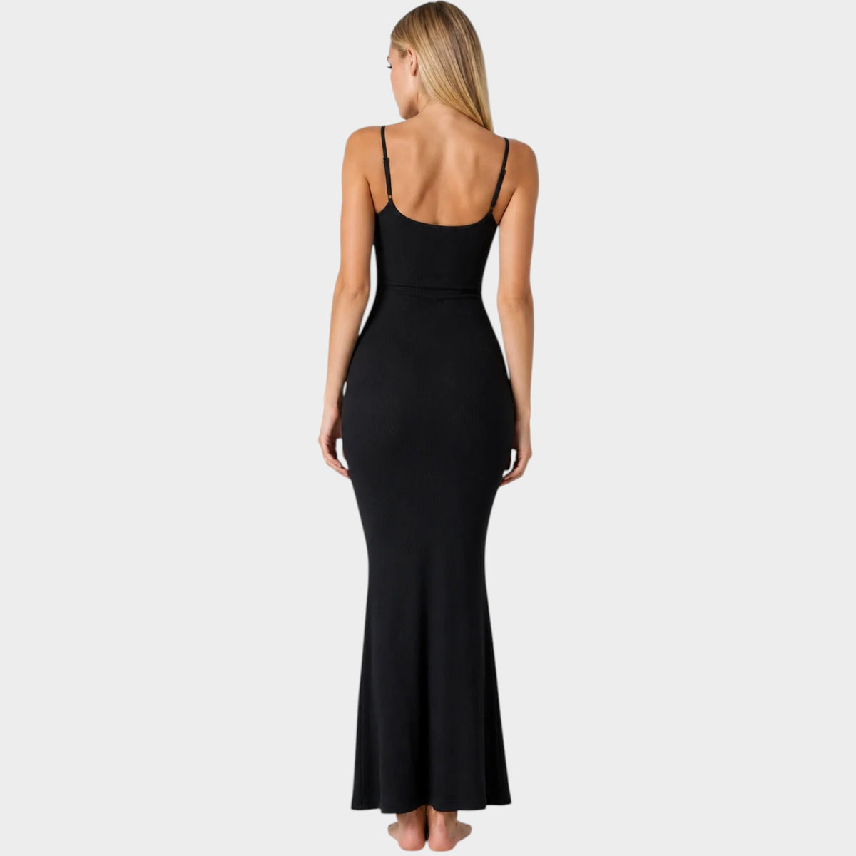 Women’s Stretch Maxi Dress with Spaghetti Straps and Flared Hem