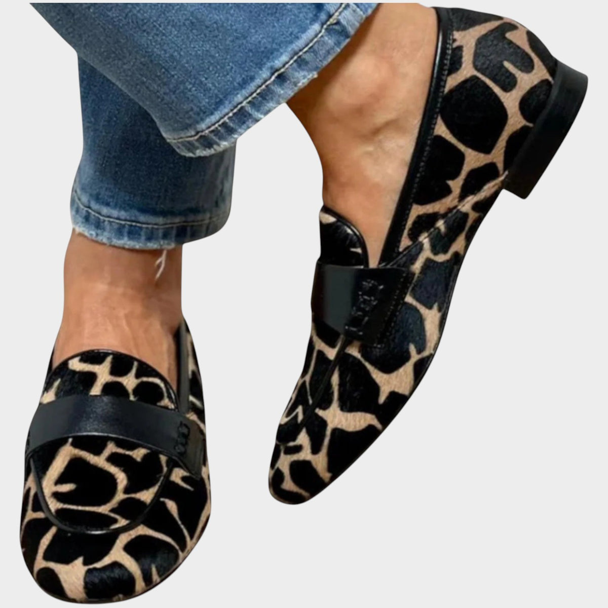 Women’s Loafers Leopard Print Round Toe Slip-On Flat Sole