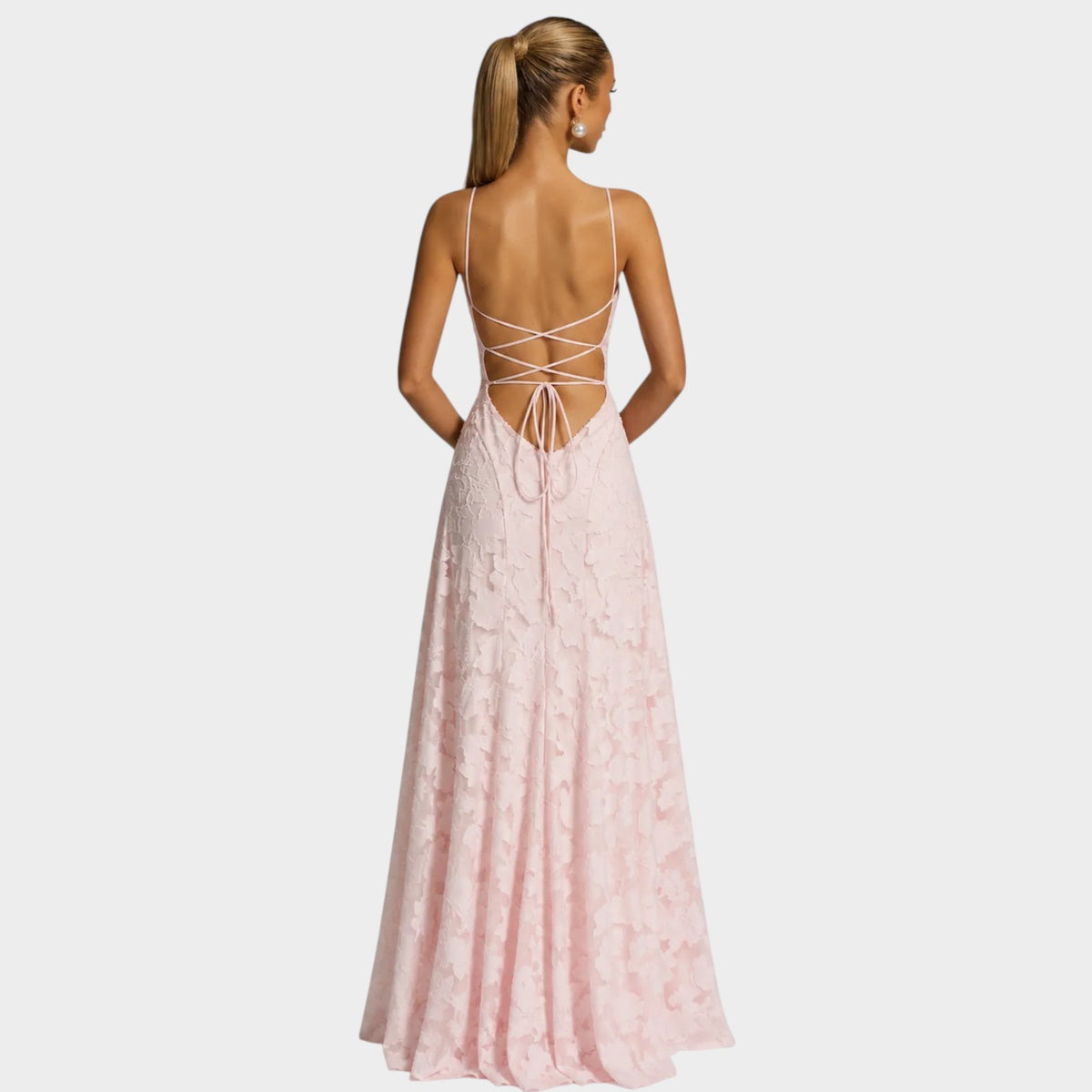 Women’s Textured Floral Maxi Dress with Spaghetti Straps