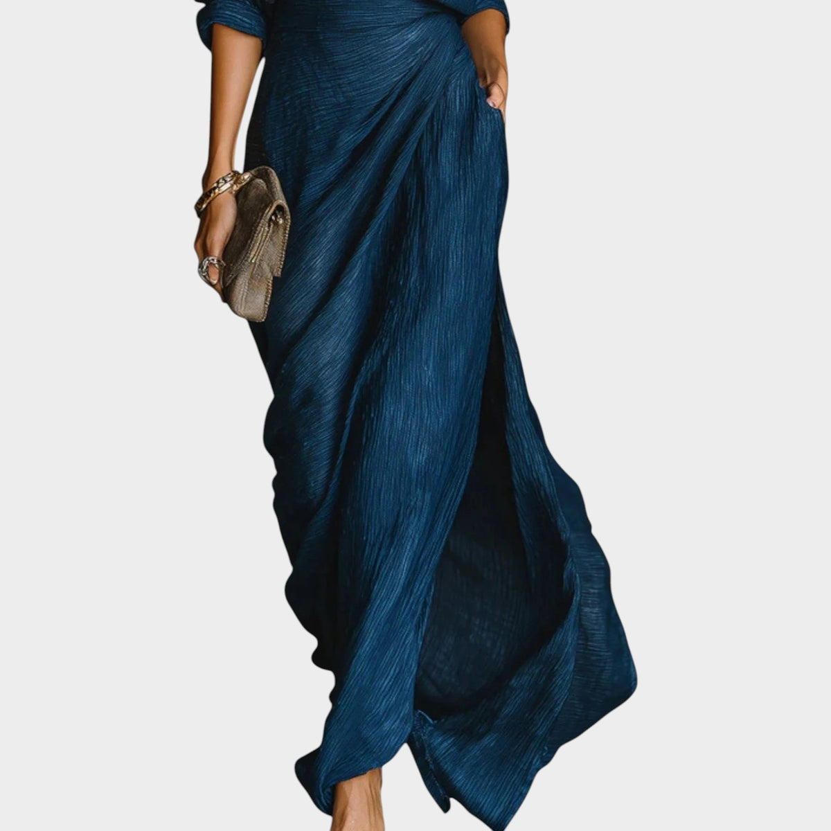 Women’s Maxi Dress with Shirt Collar and Wrap Waist