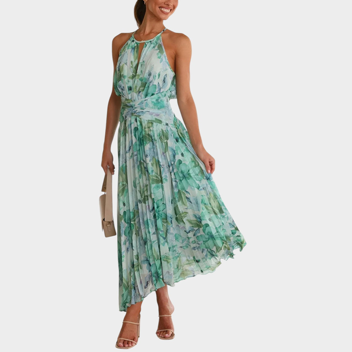 Women’s Halter Neck Maxi Dress with Flowing Silhouette