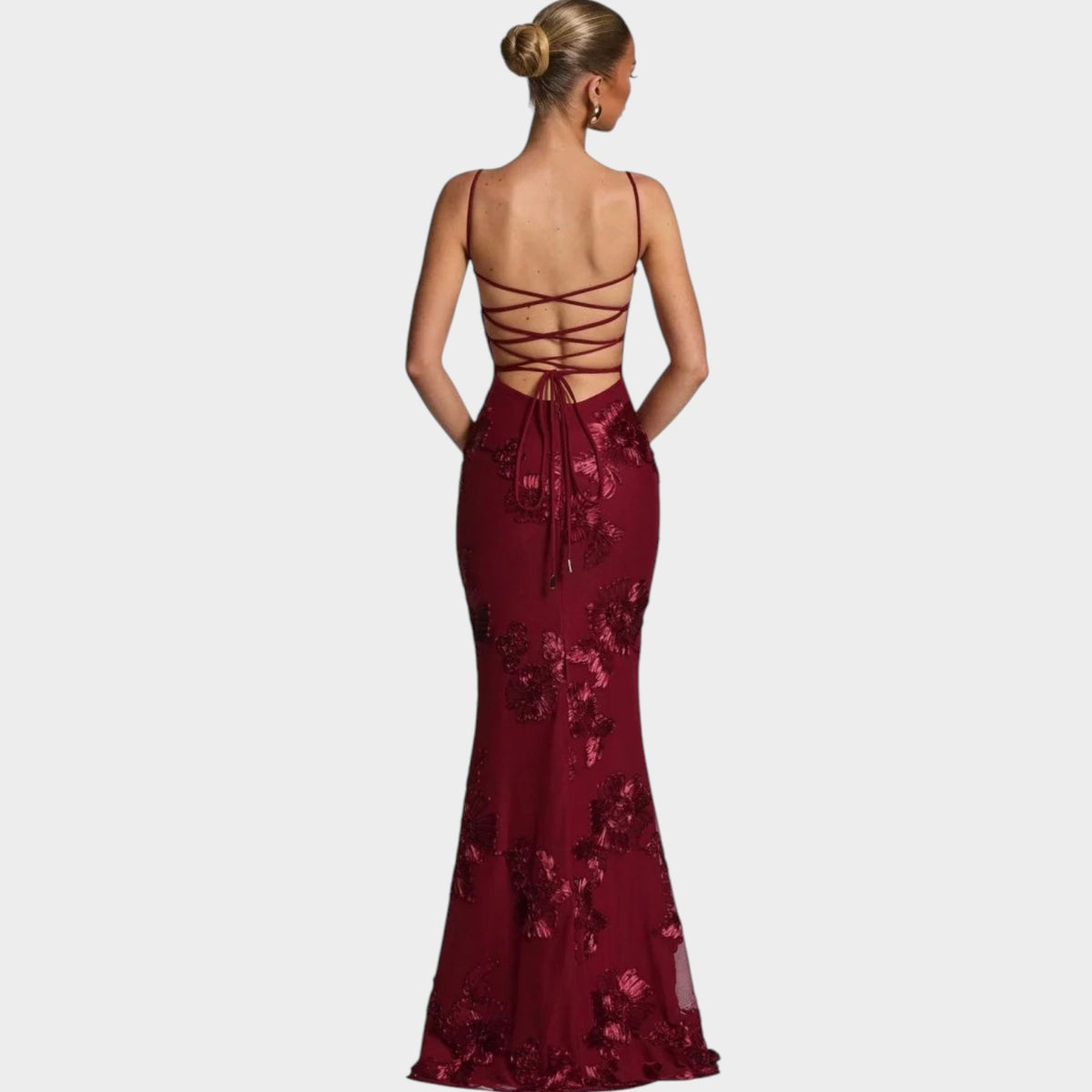 Women’s Floral Embroidered Maxi Dress with Spaghetti Straps and Sweetheart Neckline