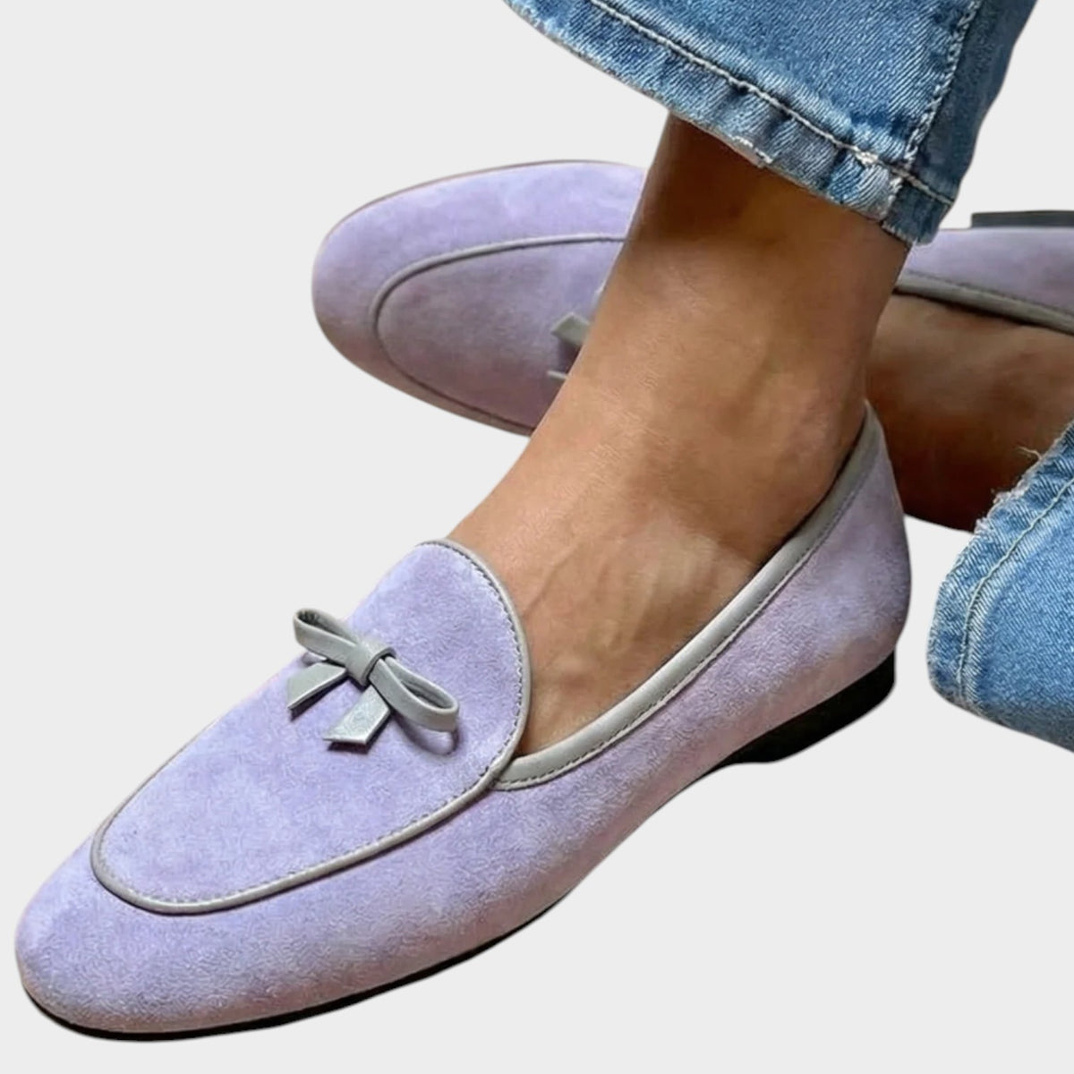 Women’s Suede Loafers Bow Detail Flat Shoes