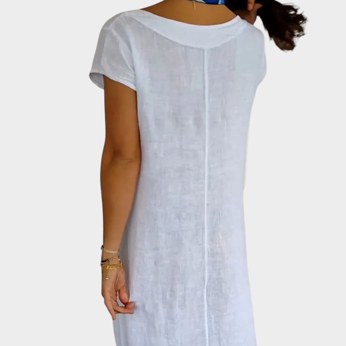 Women’s A-Line Dress with Short Sleeves and Side Pockets