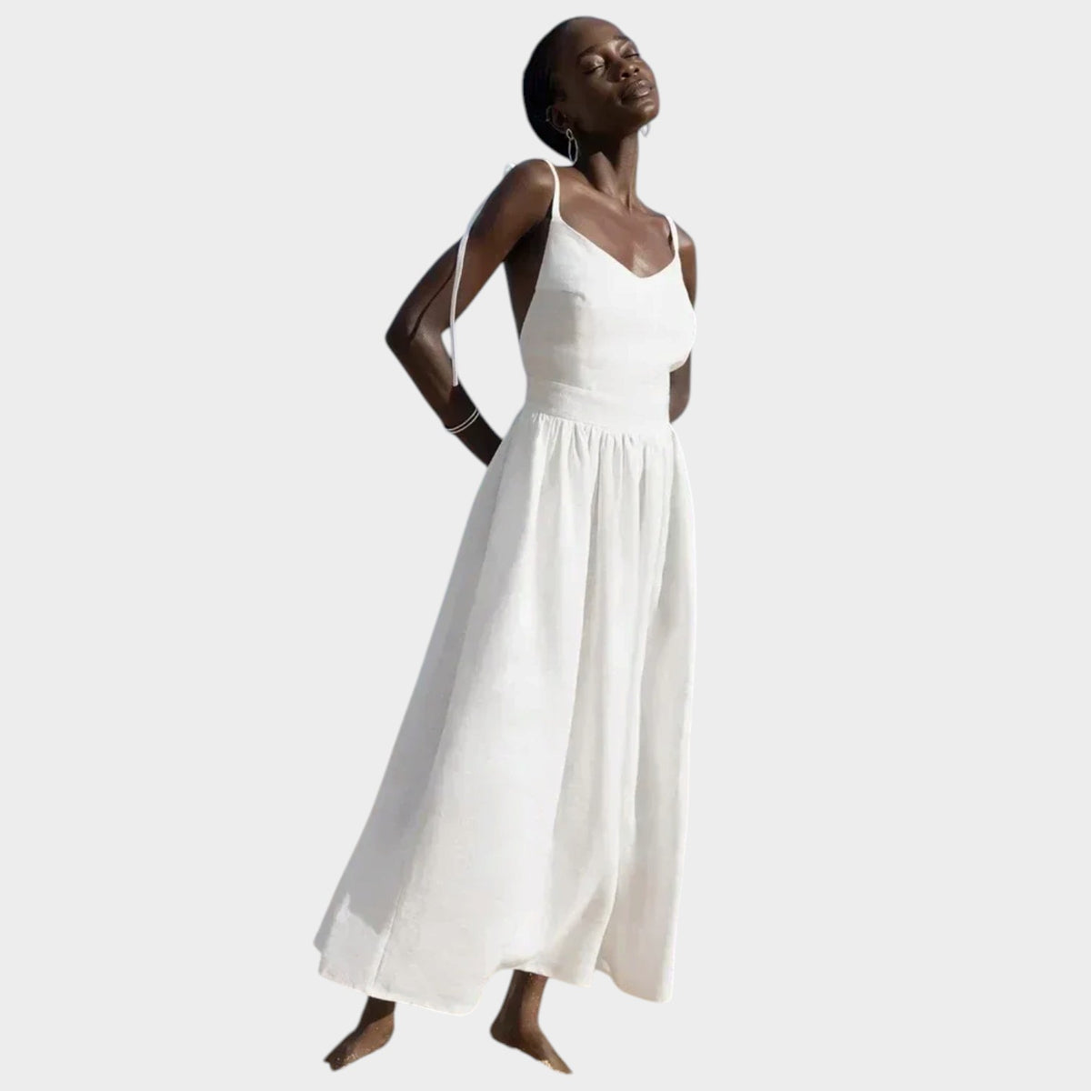 Women’s Sleeveless Maxi Dress with V-Neck and Open Back