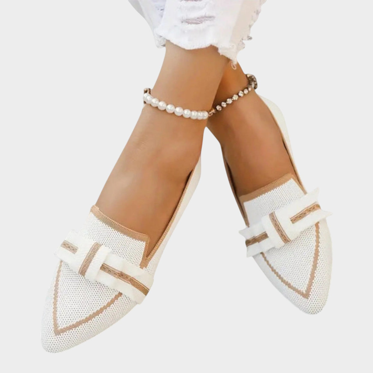 Women’s Woven Loafers Pointed Toe Bow Detail Flat Sole