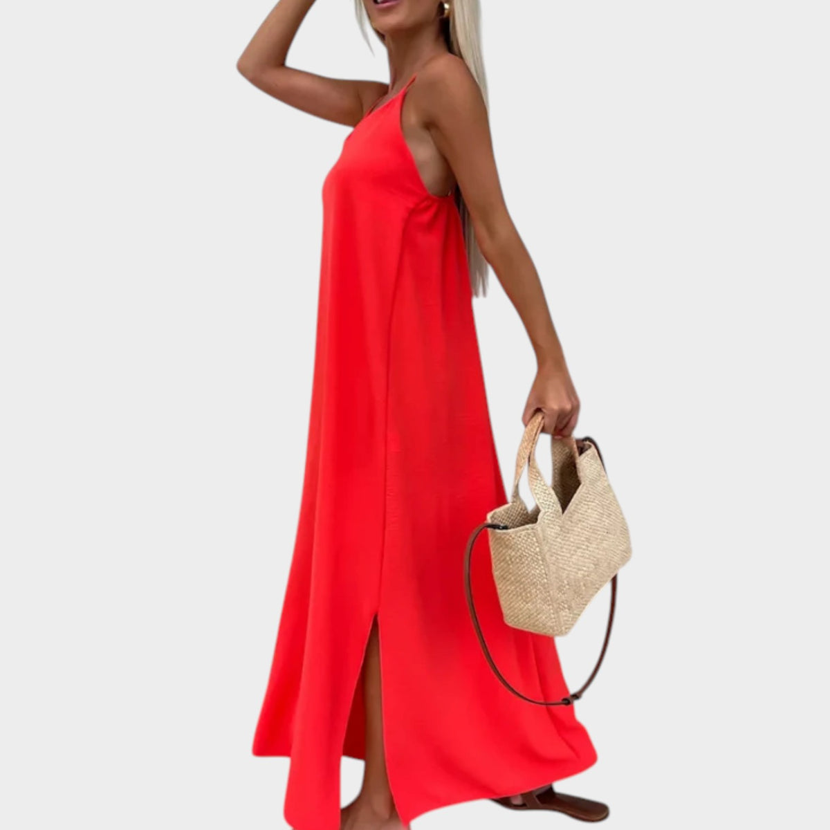 Women’s Summer Maxi Dress with Spaghetti Straps, Relaxed Fit and Side Slit