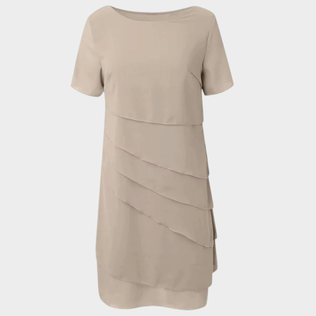 Women’s Layered Chiffon Midi Dress Short Sleeves