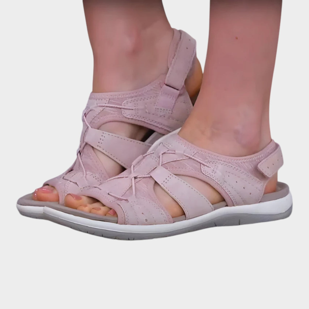 Women’s Orthopedic Sandals Leather Adjustable Velcro Strap Cushioned Sole
