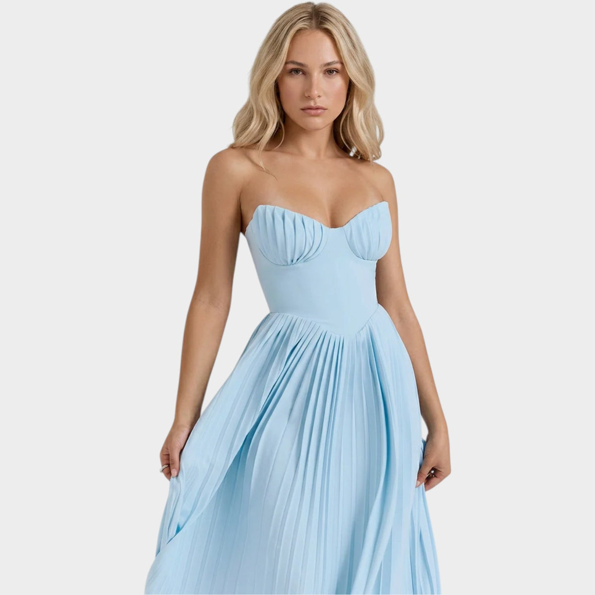 Women’s Strapless Pleated Maxi Dress