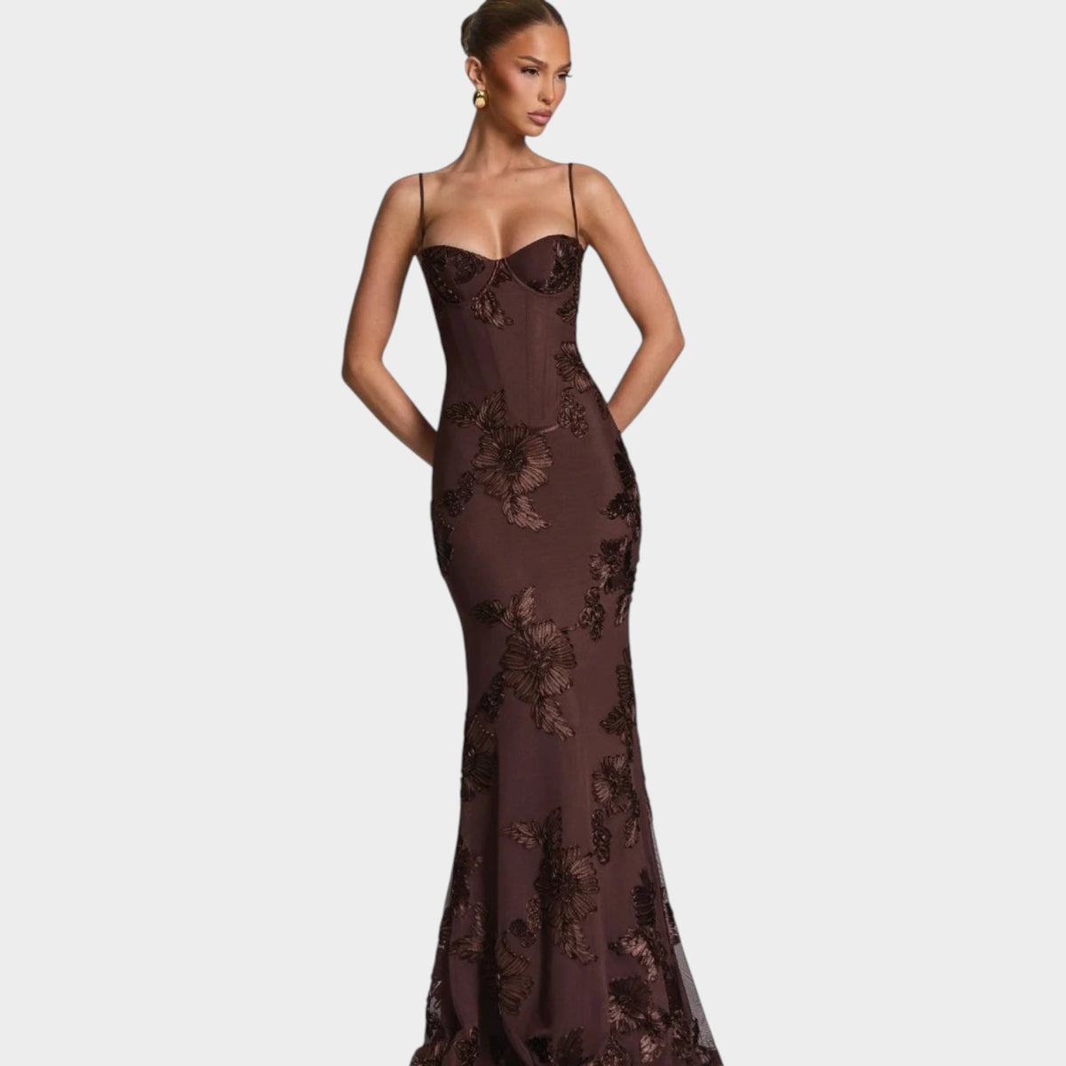 Women’s Floral Embroidered Maxi Dress with Spaghetti Straps and Sweetheart Neckline