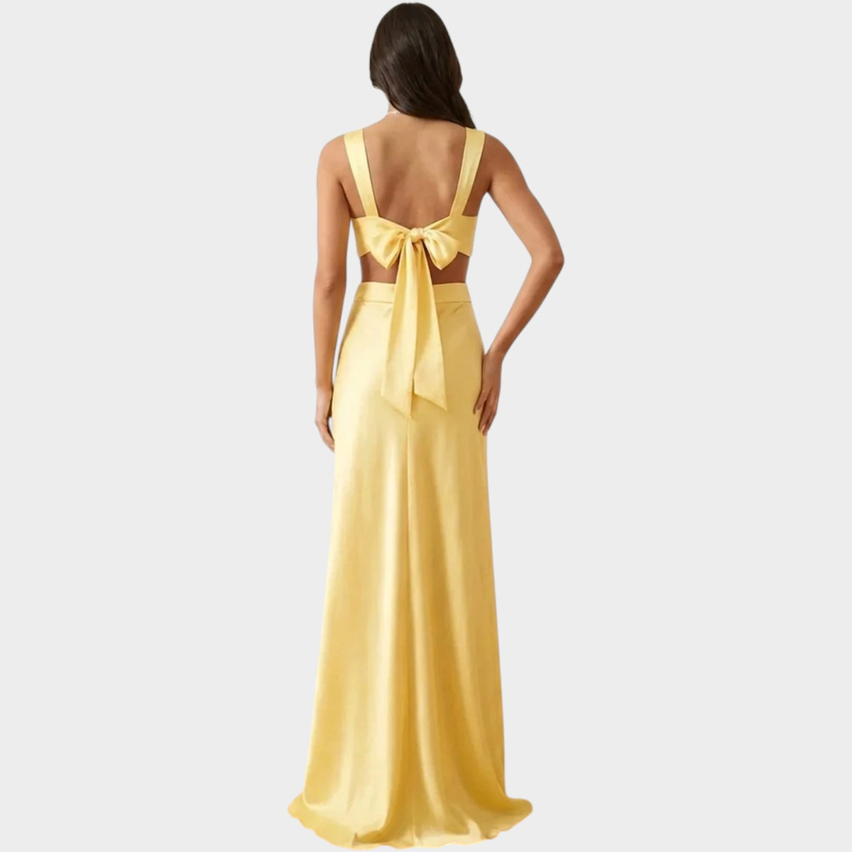 Women’s V-Neck Maxi Dress with Waist Cut-Outs and Flowing Skirt