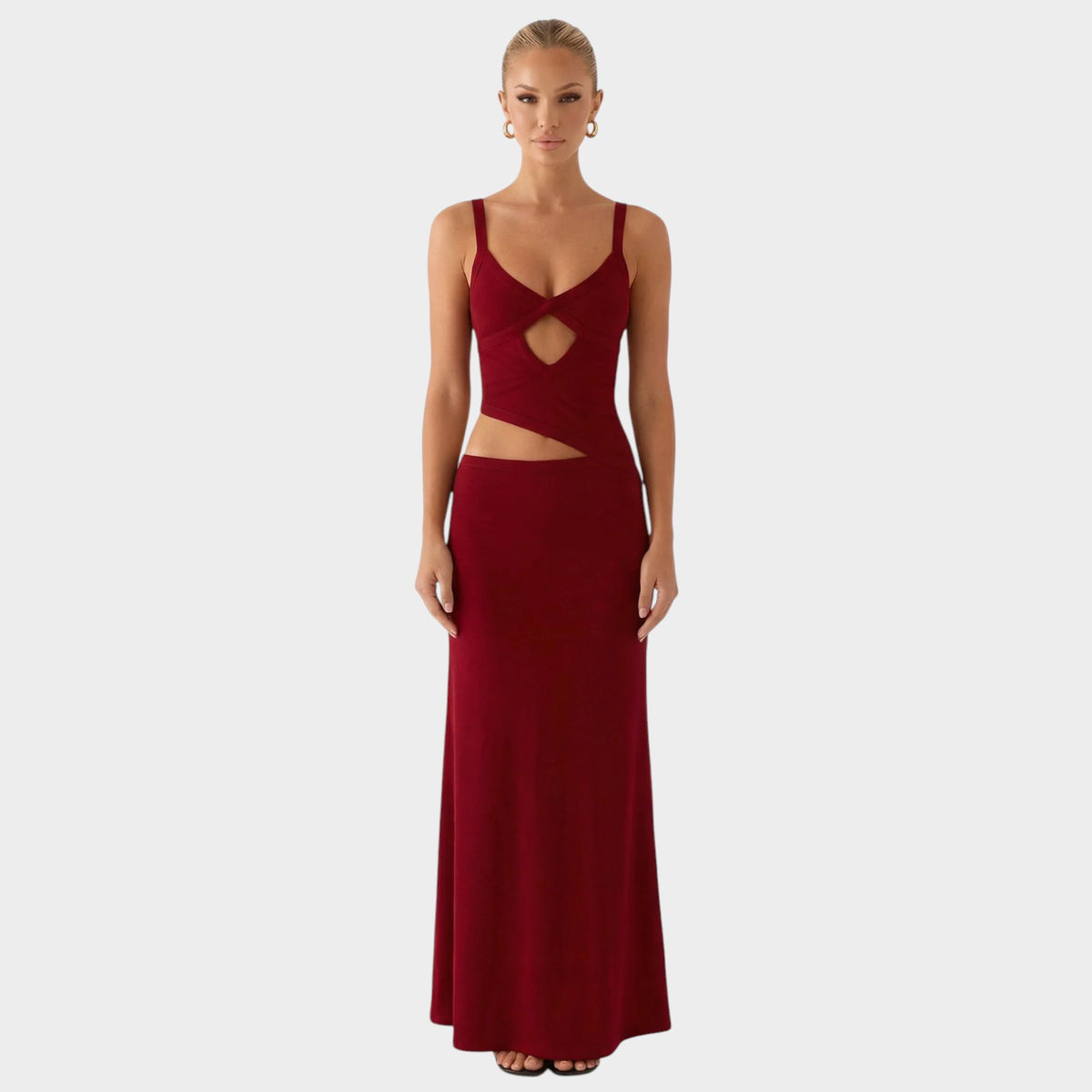 Women’s Bodycon Maxi Dress with Front Cut-Out and Asymmetric Waist