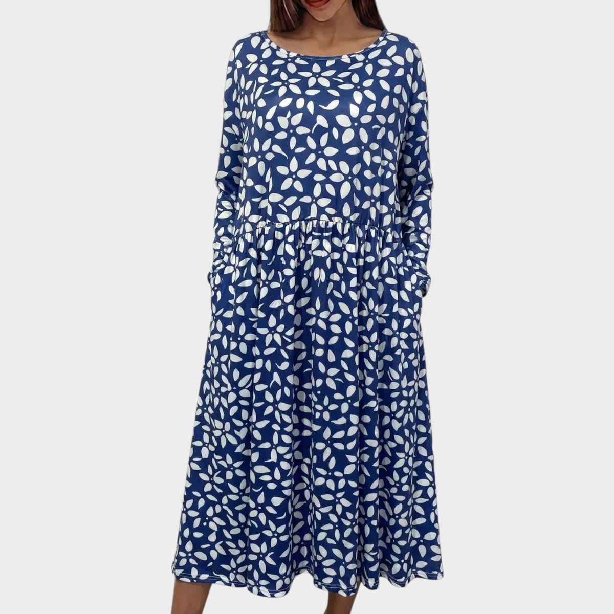 Women’s Midi Dress Floral Print Short Sleeve Round Neck