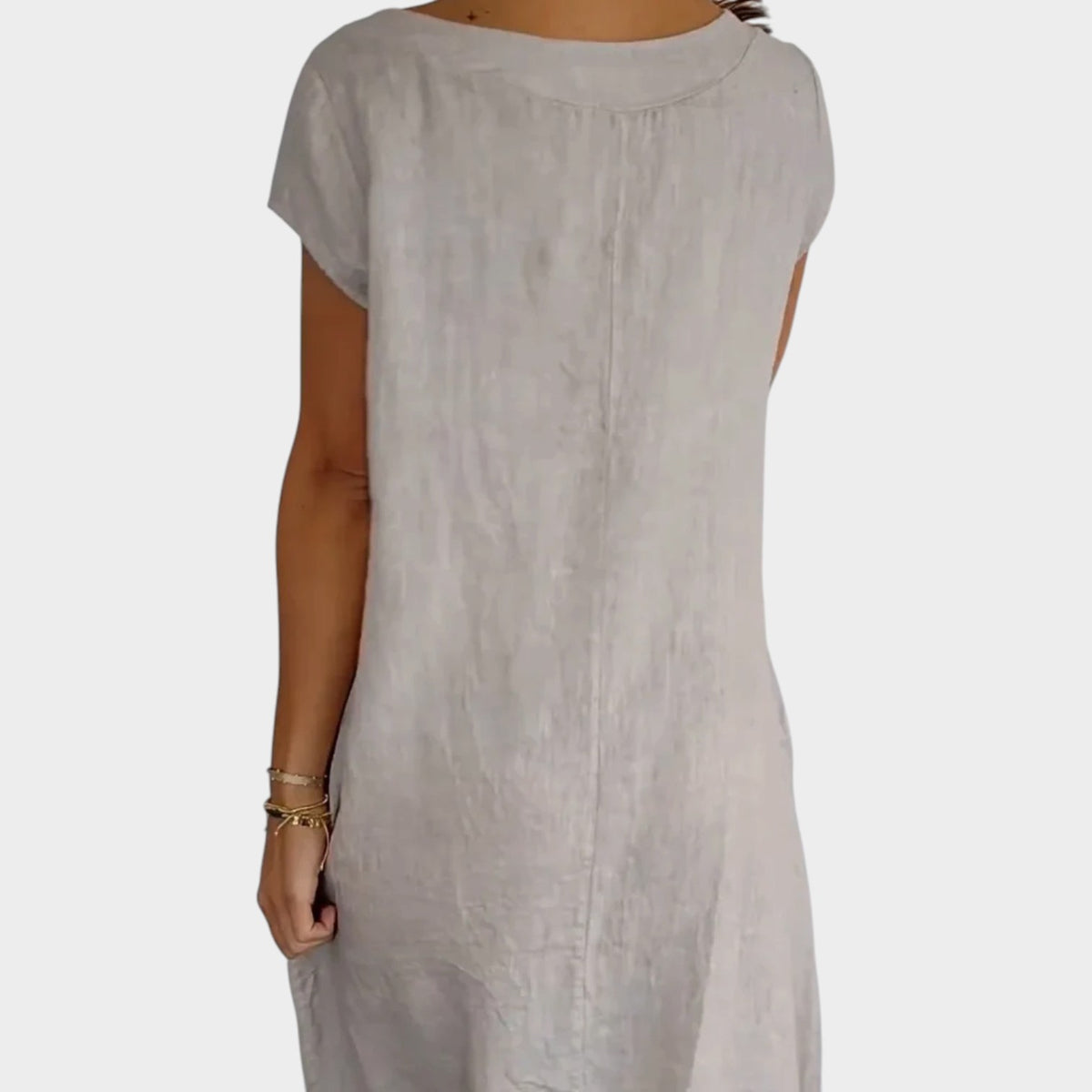 Women’s A-Line Dress with Short Sleeves and Side Pockets