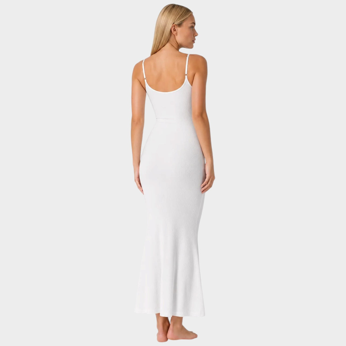 Women’s Stretch Maxi Dress with Spaghetti Straps and Flared Hem