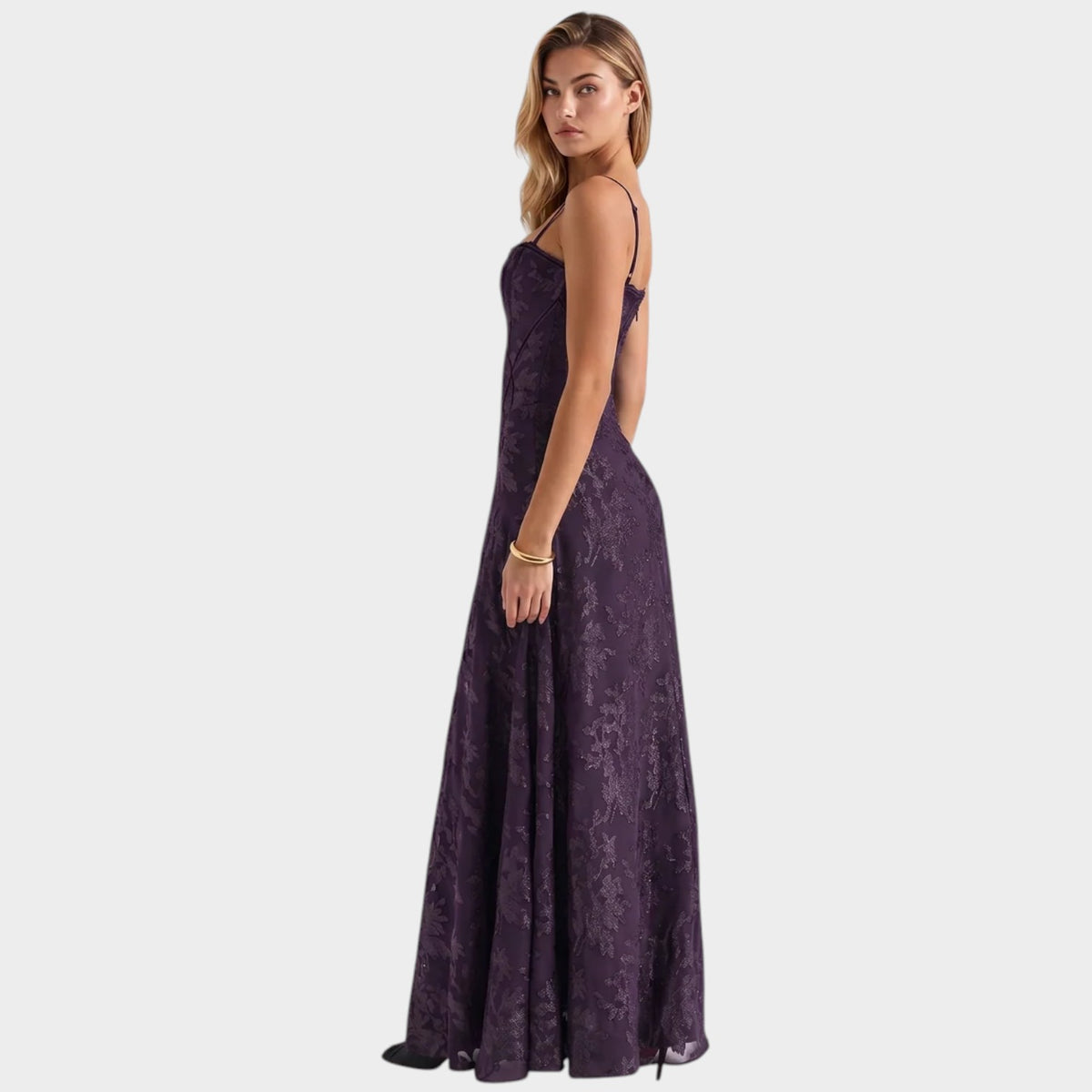 Women’s Corset Maxi Dress with Lurex Floral Pattern