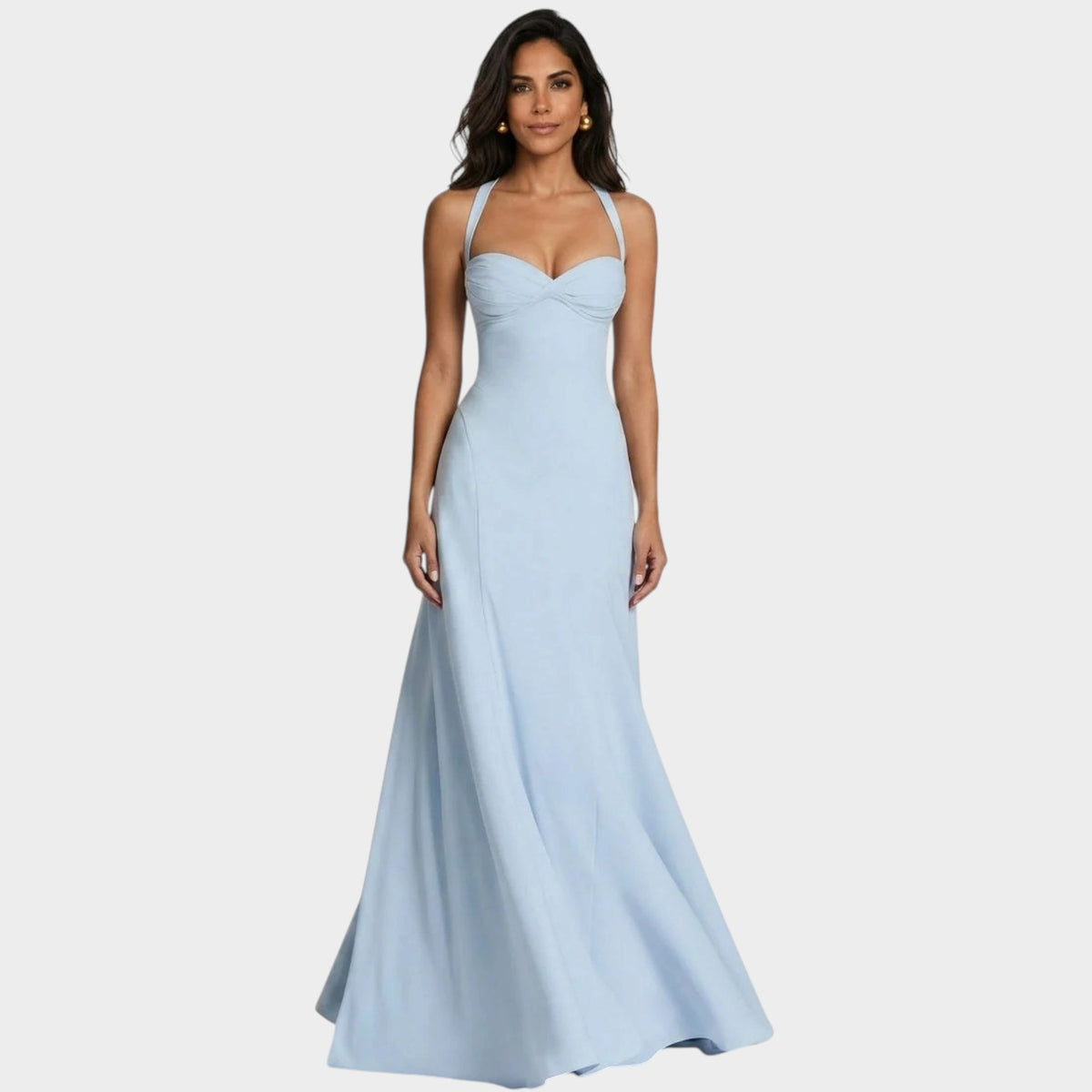 Women’s Sweetheart Neck Maxi Dress with Strappy Bodice, Flowing Skirt
