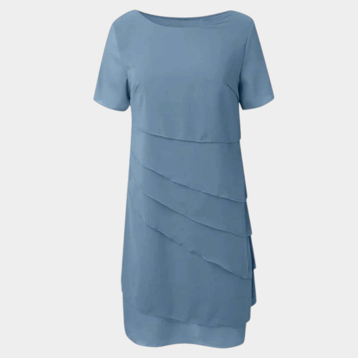 Women’s Layered Chiffon Midi Dress Short Sleeves
