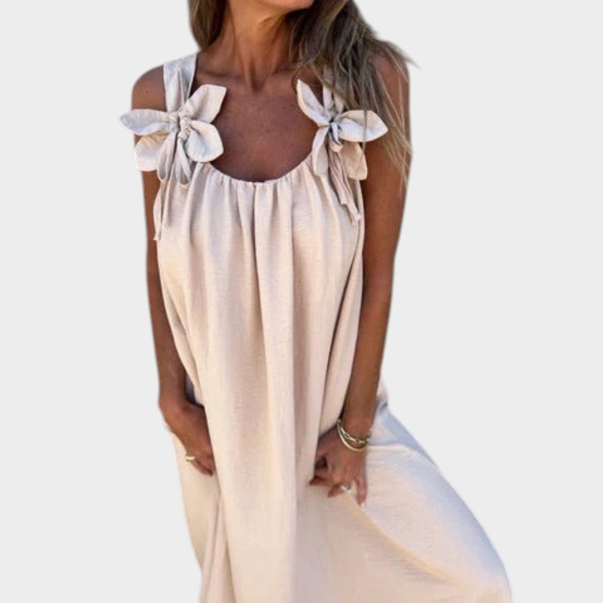 Women’s Floral Maxi Dress with U-Neckline and Fitted Silhouette