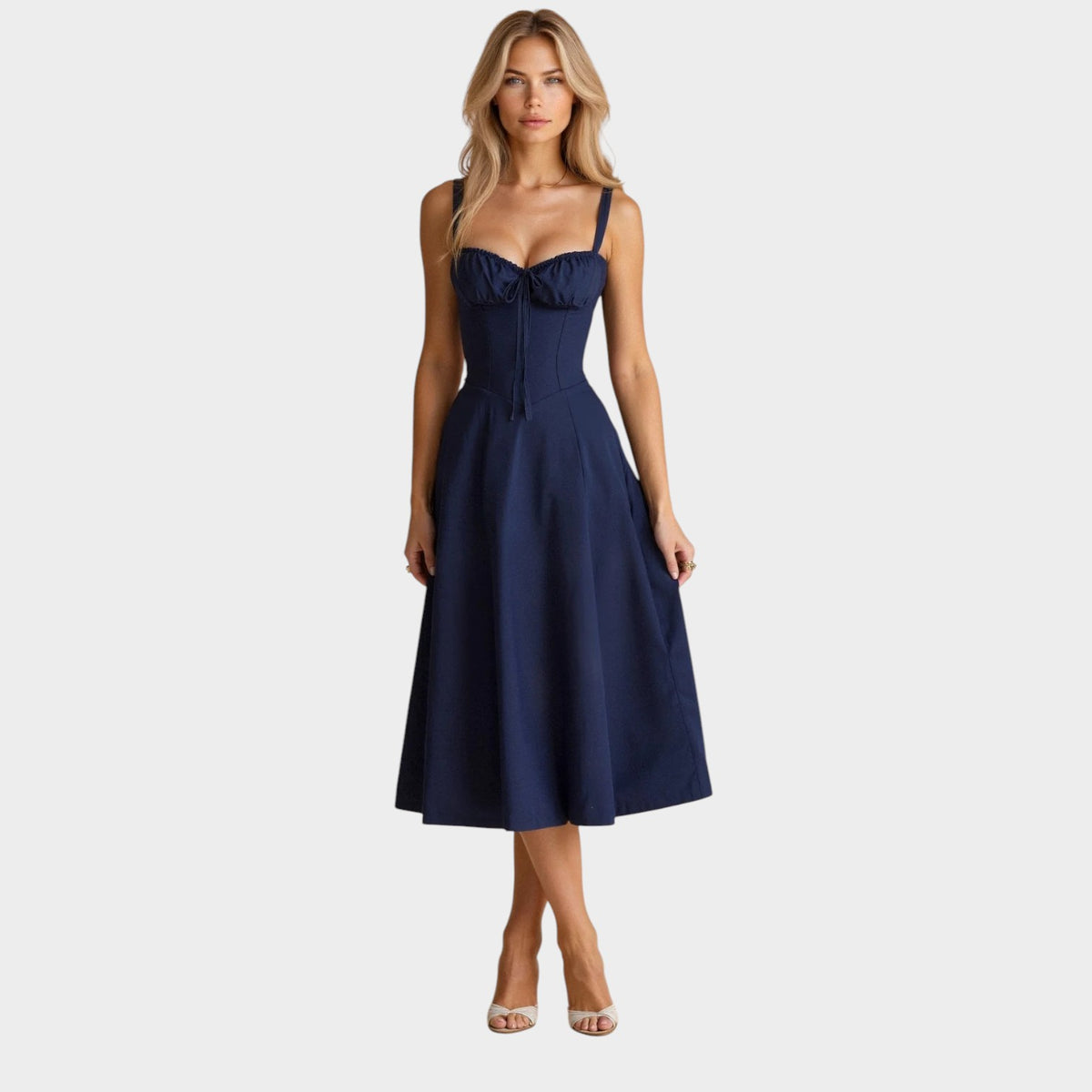 Women’s Waist-Defined Dress Flowy Fabric Elegant Everyday Style