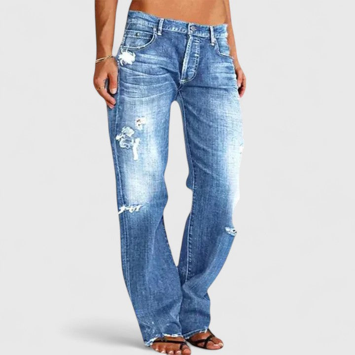 Sadie | Women's Distressed Straight Leg Jeans with Low Rise