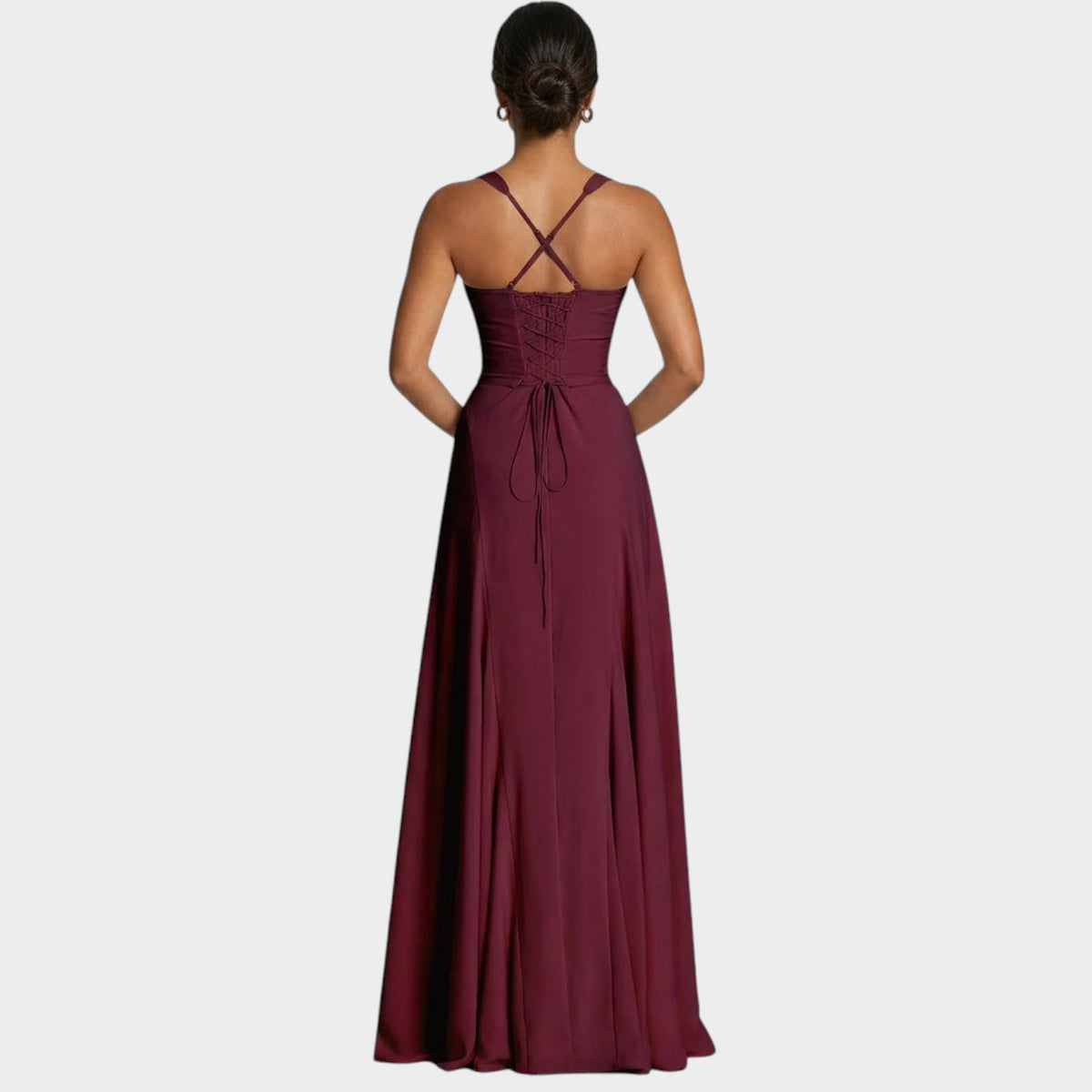 Women’s Sweetheart Neck Maxi Dress with Strappy Bodice, Flowing Skirt