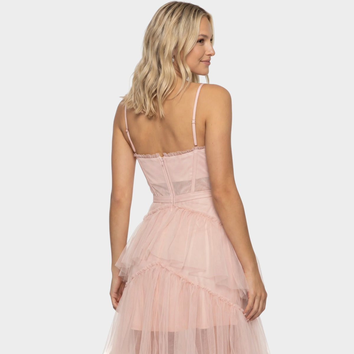 Women’s Mesh Corset Maxi Dress with Spaghetti Straps
