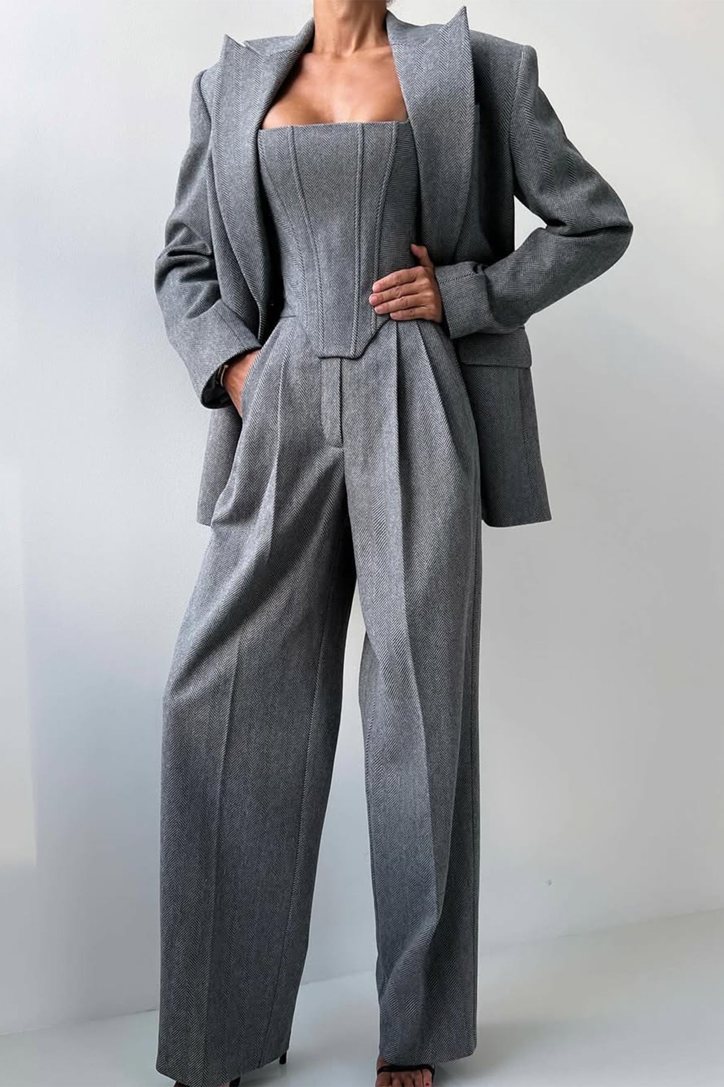Imogen | Women's Three-Piece Herringbone Suit Set