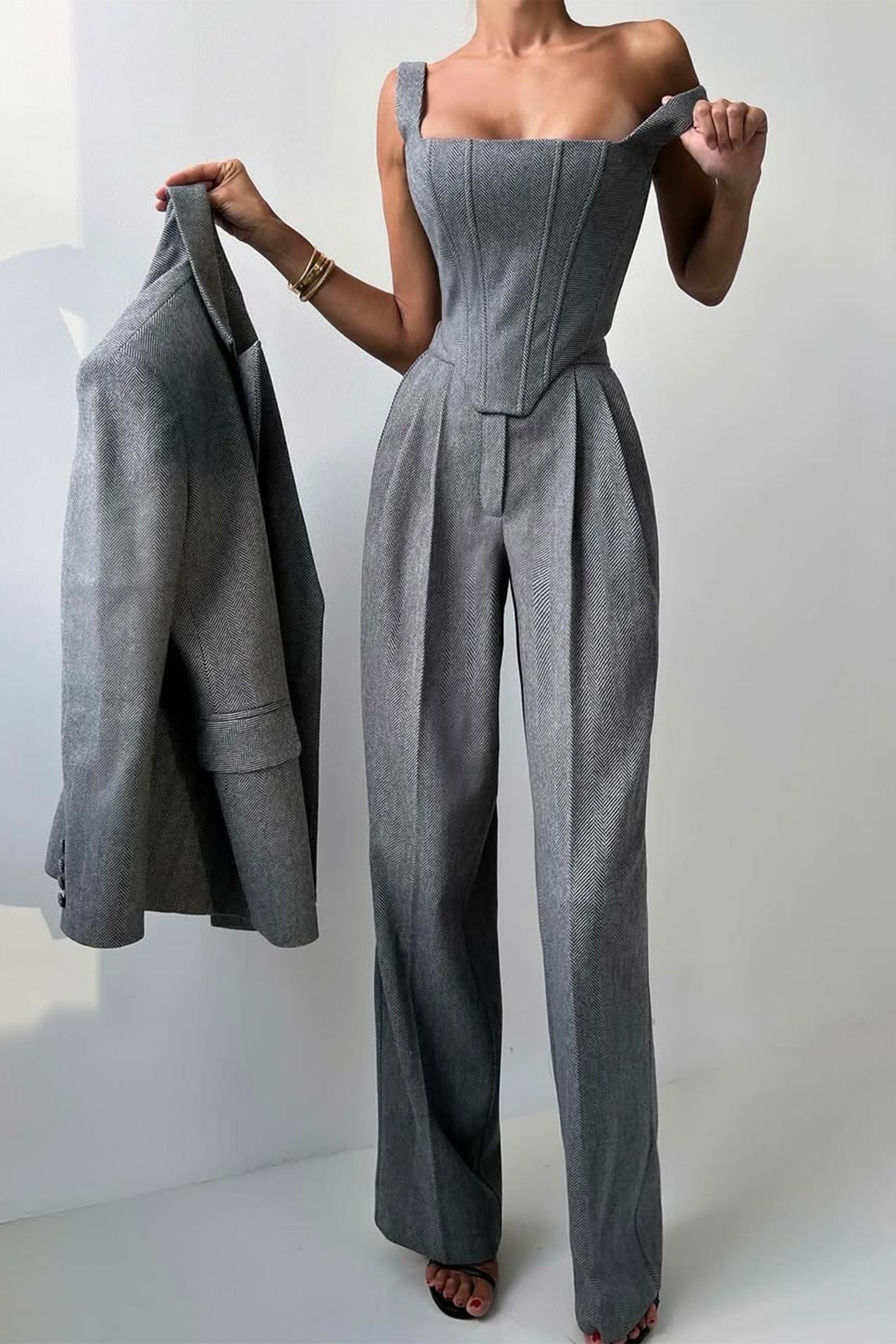 Imogen | Women's Three-Piece Herringbone Suit Set
