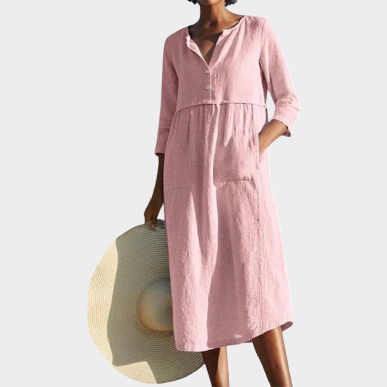 Button Front Shirt Midi Dress