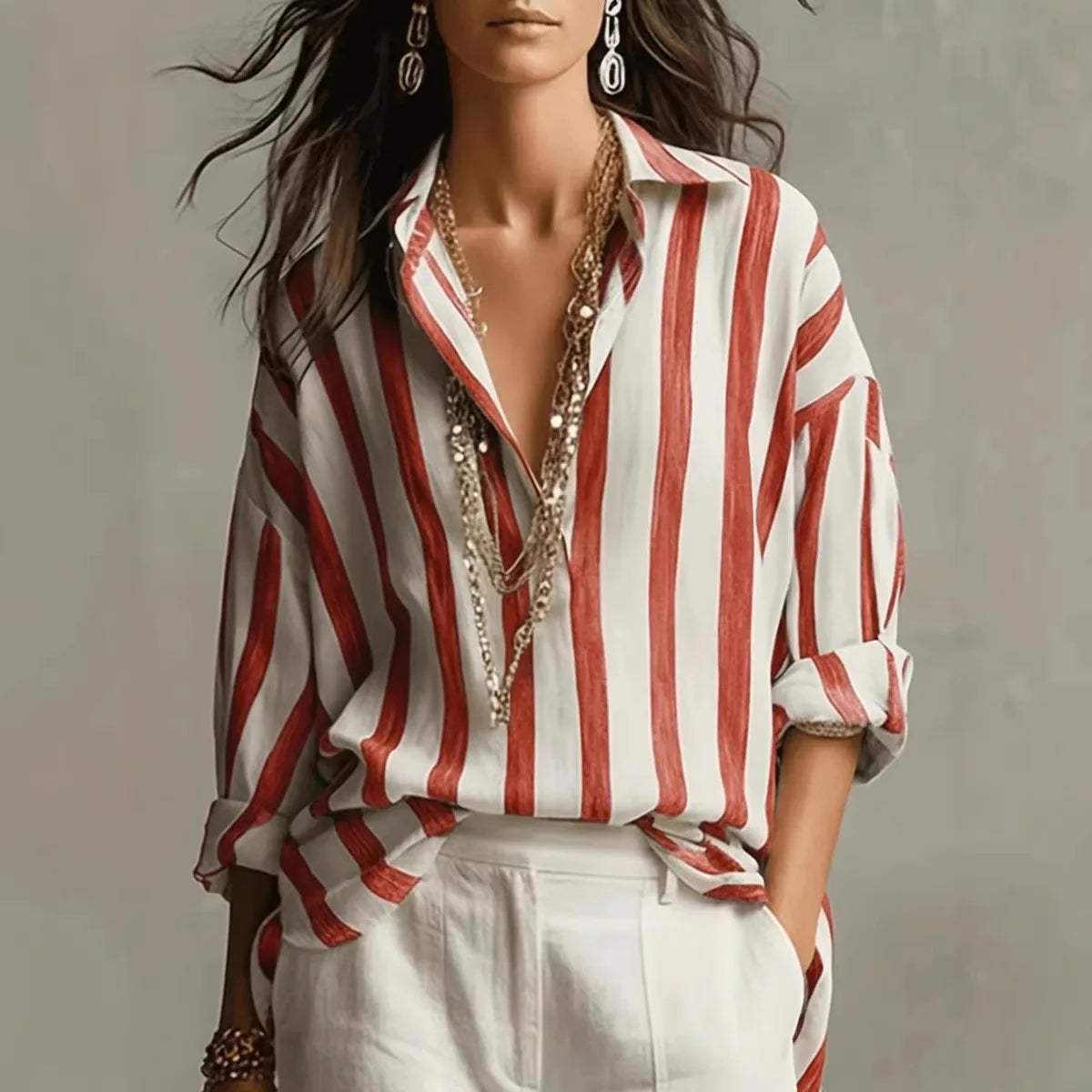 Juliette | Women's Long Sleeve Striped Button-Up Shirt