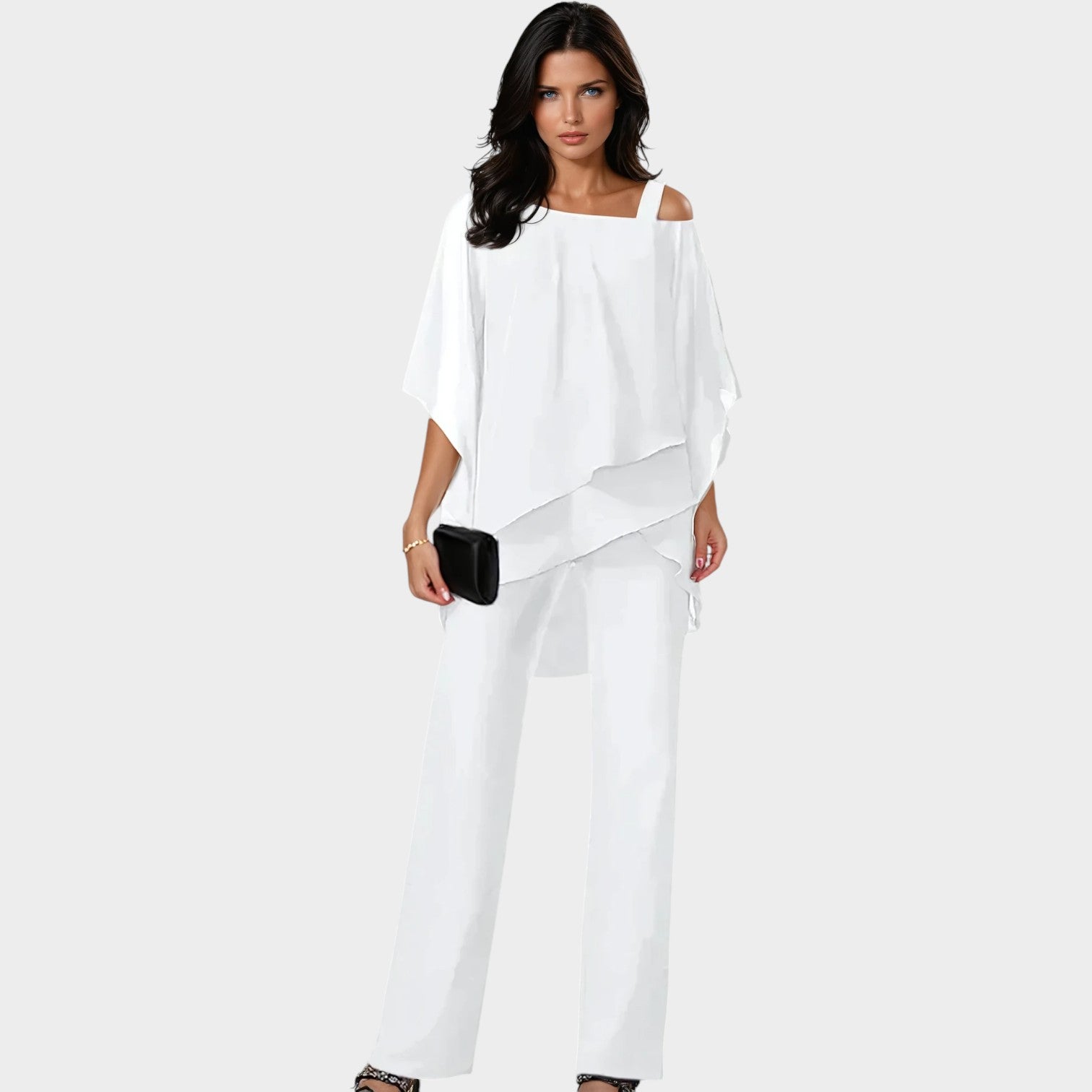 Chiffon Overlay Evening Two Piece Set