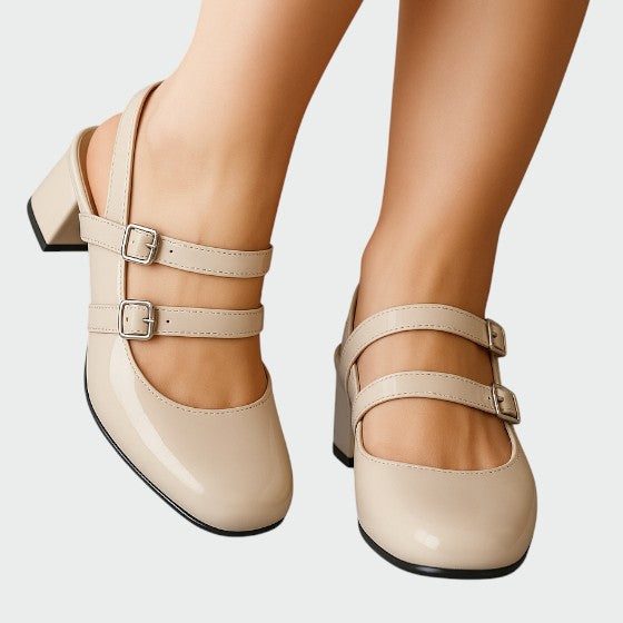 Scarlett | Women's Patent Double-Strap Mary Jane Block Heels