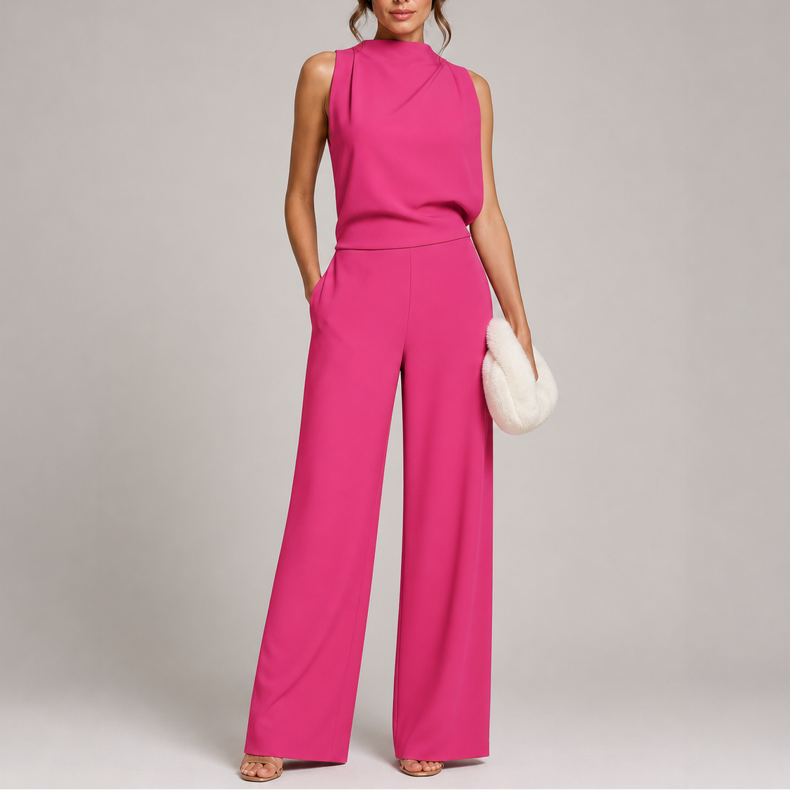 Larkin | Women's Sleeveless High Neck Wide-Leg Jumpsuit