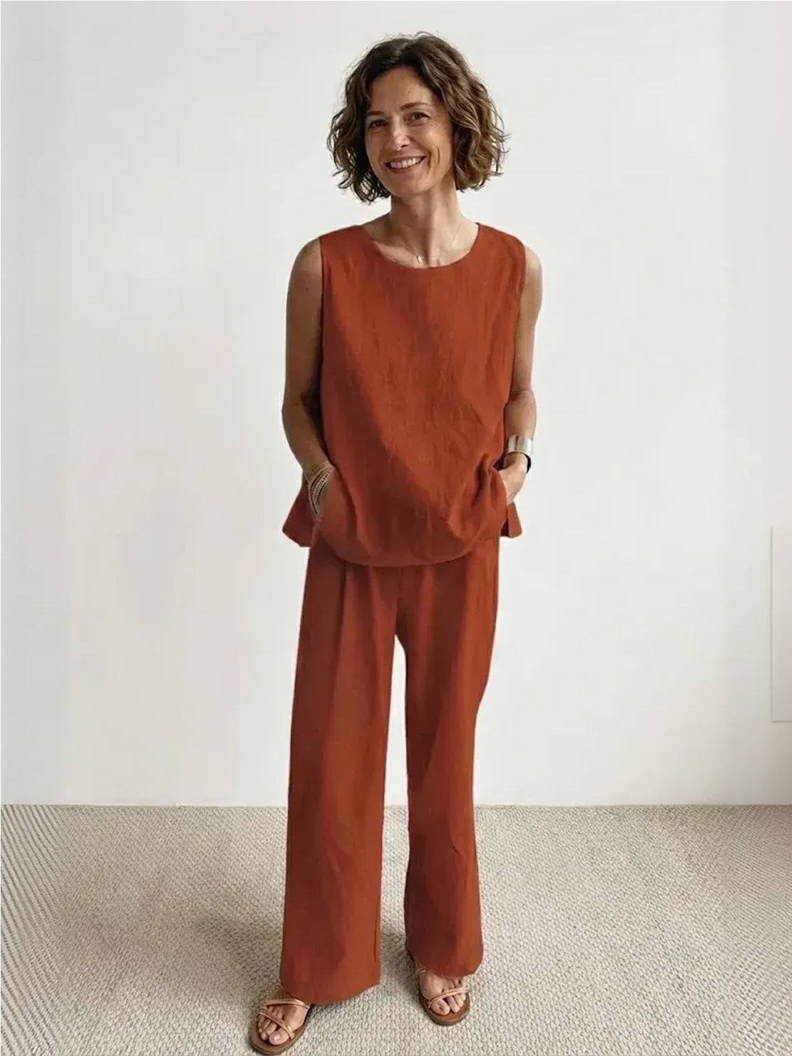 Olivia | Women's Sleeveless Tank and Wide-Leg Pant Set