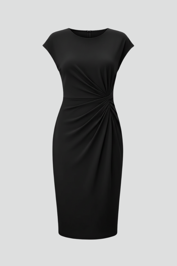 Lysandra | Women's Ruched Waist Round Neck Dress
