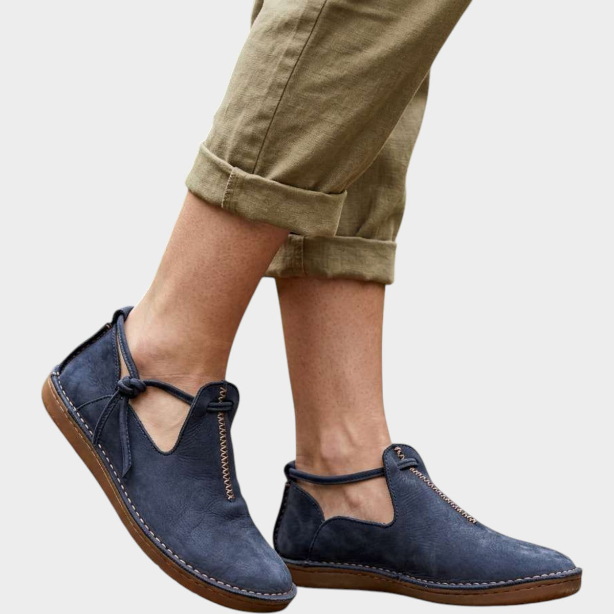 Women's Leather Flats with Ankle Coverage