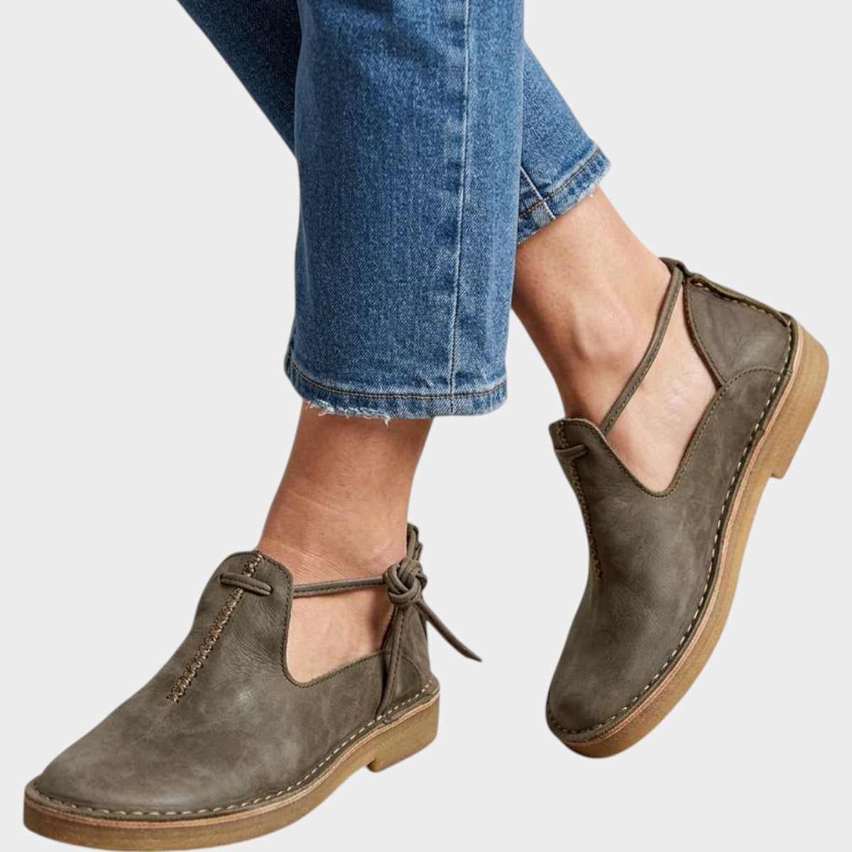 Women's Leather Flats with Ankle Coverage