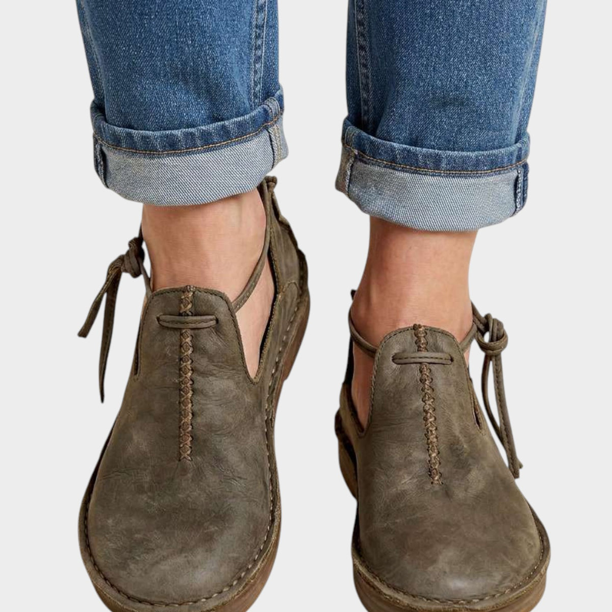 Women's Leather Flats with Ankle Coverage